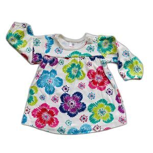 Hanna Andersson Long Sleeve Dress Vibrant Flowers Size 6-12 months (70 cm)